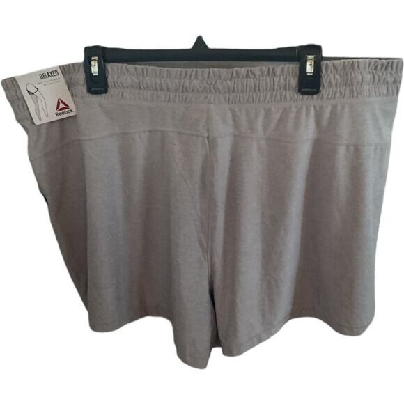 Reebok Womens 3XL Relaxed Fit Gray Shorts With Elastic Waistband & Pockets - Picture 4 of 7
